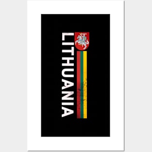 Lithuania Flag And Emblem Left Side Retro-Effect Posters and Art